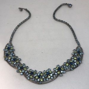 Cool Vintage Blues & Green Rhinestone Necklace